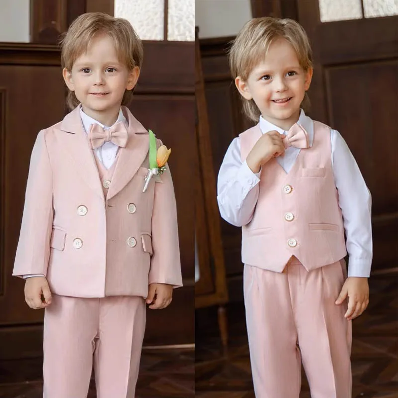 Boys Piano Ceremony Costume Children Blue Elegant Photography Suit Kids Birthday Wedding Party Dress Performance Stage Tuxedo