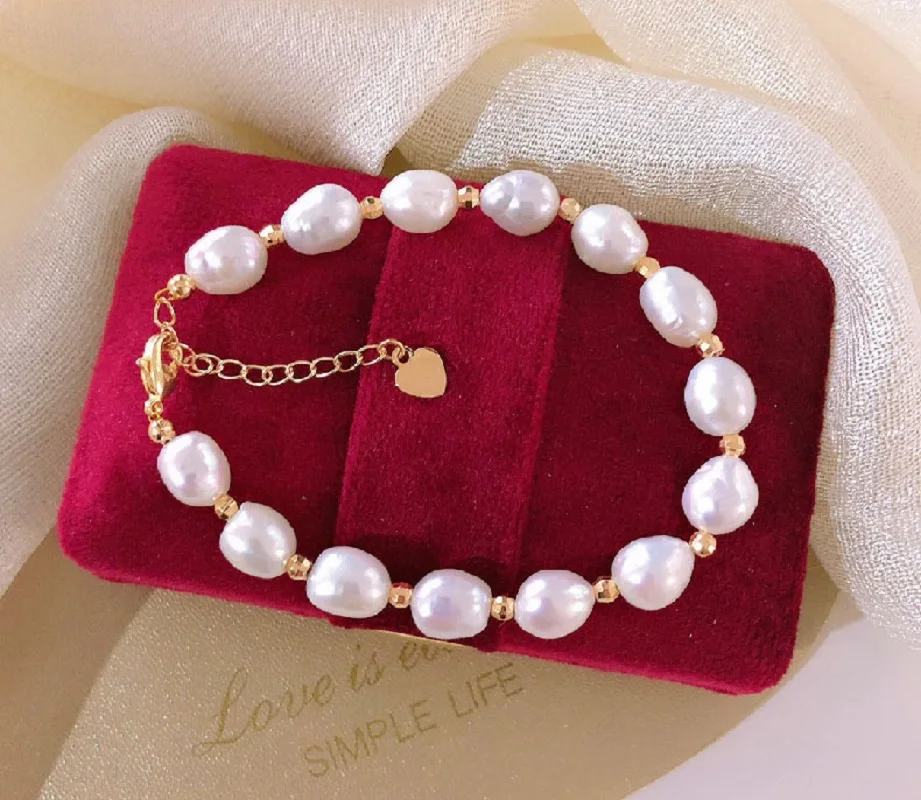 Double layered bracelet sea treasure Seawater Pearls Strong Light AAA9-11mm Akoya White Pearl 925s Extend the chain