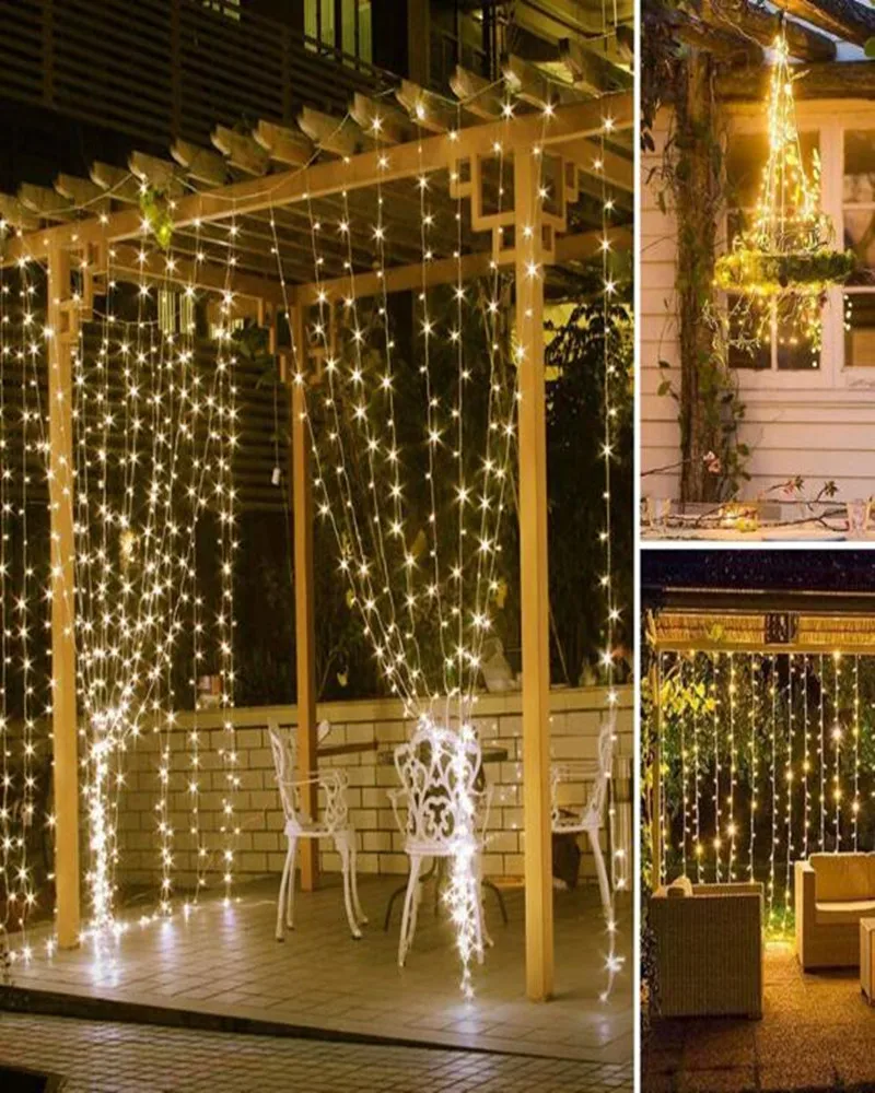 600LED String Lights Blue Flash Light for Christmas Party Fairy Wedding Curtain 6Mx3M 110V-220V with AU US EU UK Plug