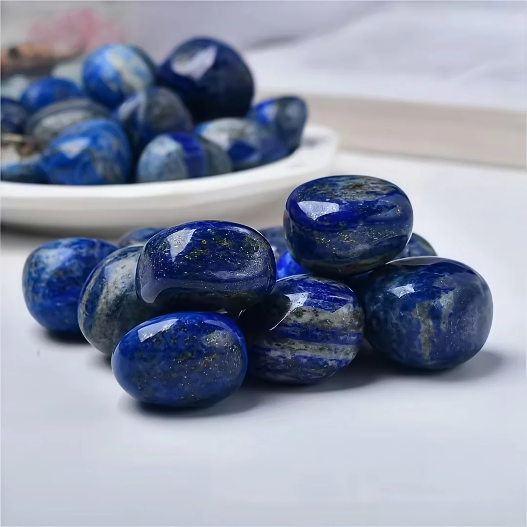 2/4/6pcs Natural Lapis Lazuli Stones Polished Tumbled for Wicca Fish Tank Vase Filler Decorative, Natural Crystals view 3