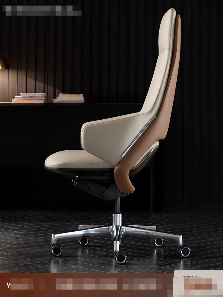 Light Luxury Leather Boss Office Chair Home Study Computer Chair Comfortable President Swivel Chair Executive Chair Reclining