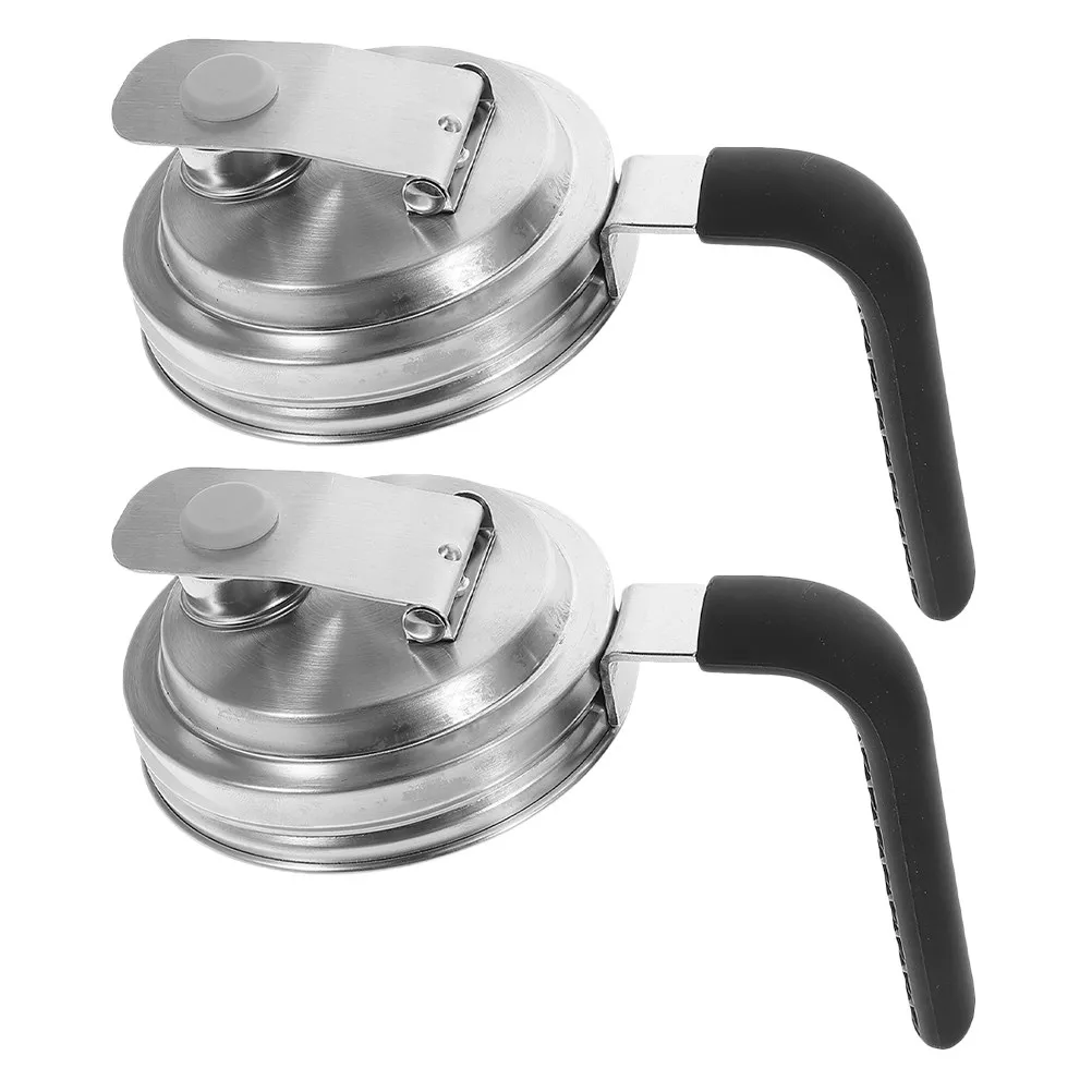 2Pcs Stainless Steel Jar Lids Handle Airtight Pour Spout Drinking Iced Tea Cold Brew Fruit Fermenting