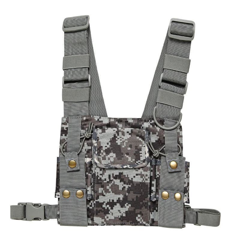 PT-08 Camouflage Nylon Tactical Chest Bag Radio Multifunctional Holder Hanging Adjustable Portable For Military Outdoor Hunting