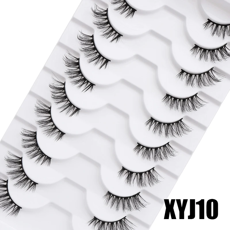 DINGSEN 10 Paar Natürliche Wimpern Halblange Katzenaugen-Wimpern 3D Kunstnerz Flauschige Wimpern Flügelige Falsche Wimpern – Detail 17
