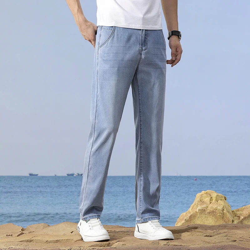 2026 Spring Summer Lyocell  Thin Denim Fit Straight Pants Baggy Jeans  Denim  Y2k Clothes