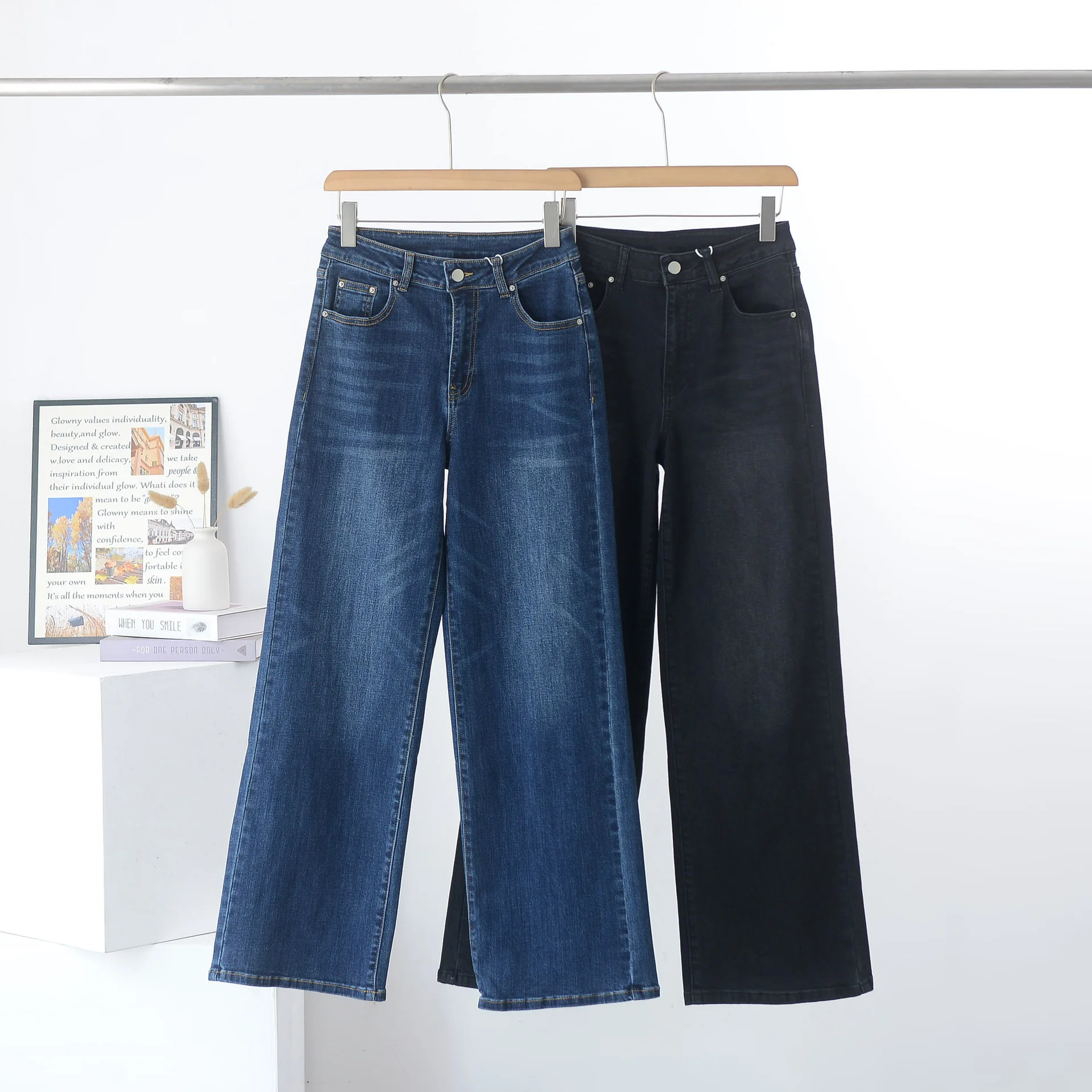 

Осенние высококачественные джинсы для женщин, осенние потертые хлопковые эластичные прямые джинсовые брюки, французские модные офисные женские брюки