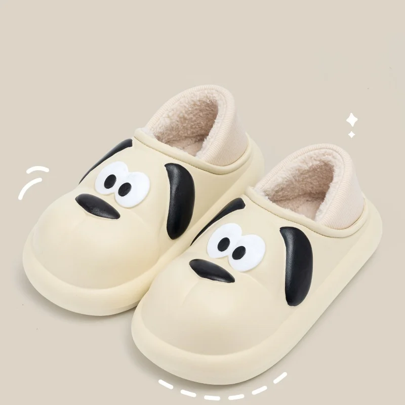 Plush Slippers Cartoon Dog Cute Student Autumn Winter Bedroom Soft Padded Plush Bedroom Aldult Shoes Winter Fulffy Fur Slippers