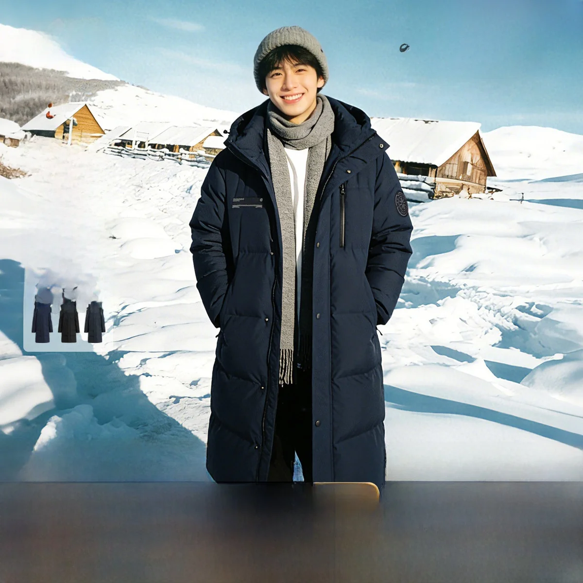 

Мужская модная универсальная молодежная утепленная куртка Snow Fly 2026 Spring New с капюшоном из полиэфирного волокна