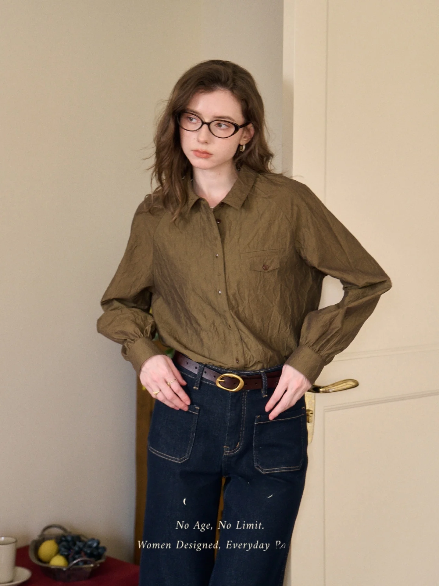 

Женская хлопковая рубашка SimpleRetro с текстурой леса, длинным рукавом, плиссированная, в французском стиле, свободного кроя, дышащая, приятная к телу.