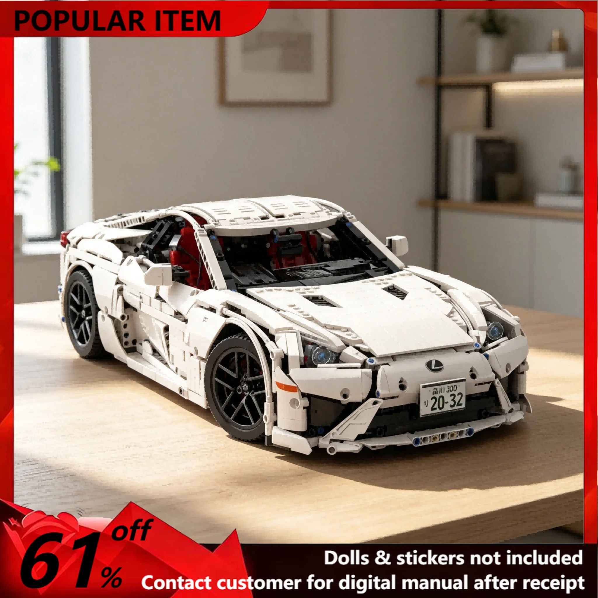 4091PCS MOC 1:8 Scale High‑performance Sport Car Super Racing Vehicle Static Display Model Building Blocks DIY Assembly Gifts