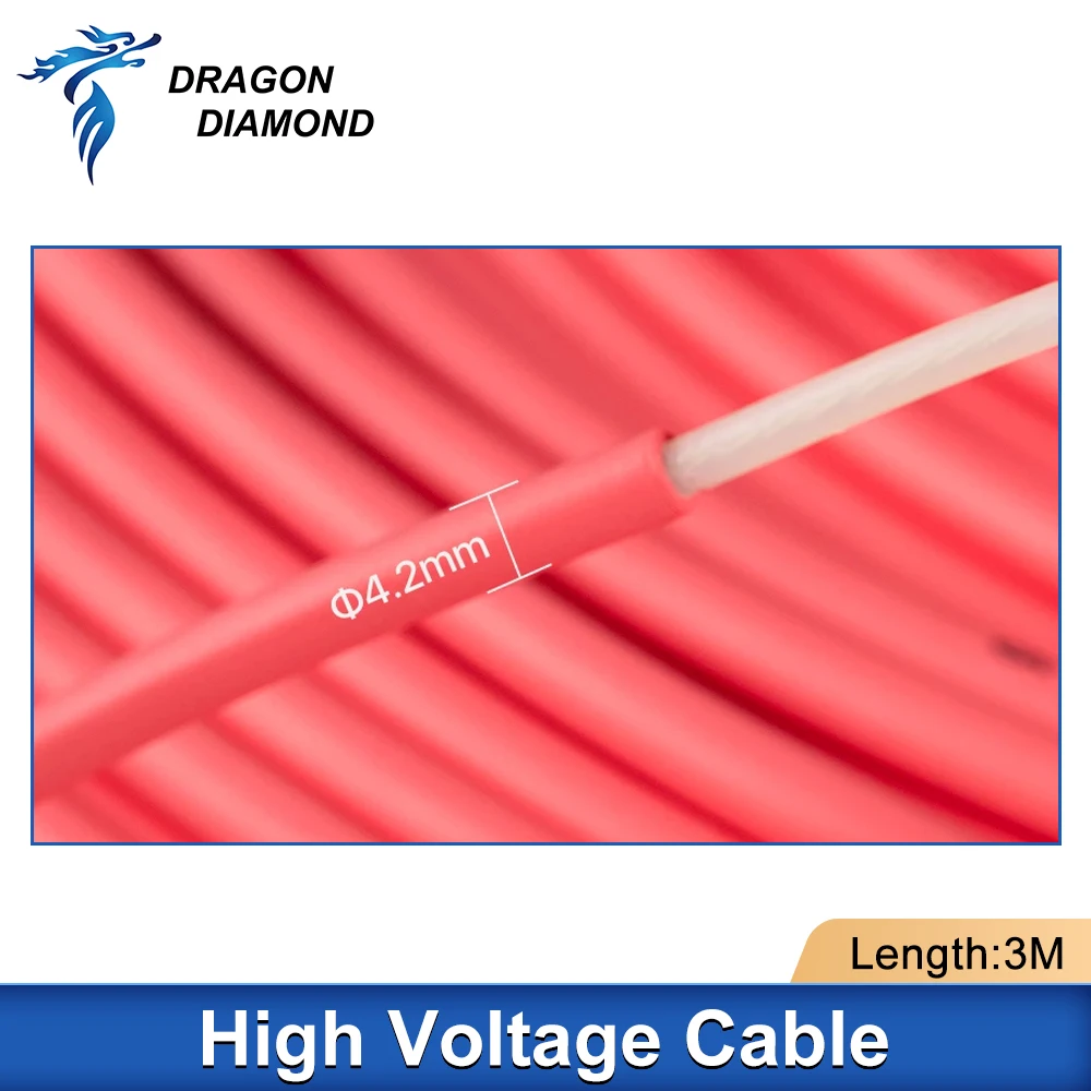 High Voltage Cable 3m Red Positive Wire For CO2 Laser Power Supply and Tube For Laser Engraver