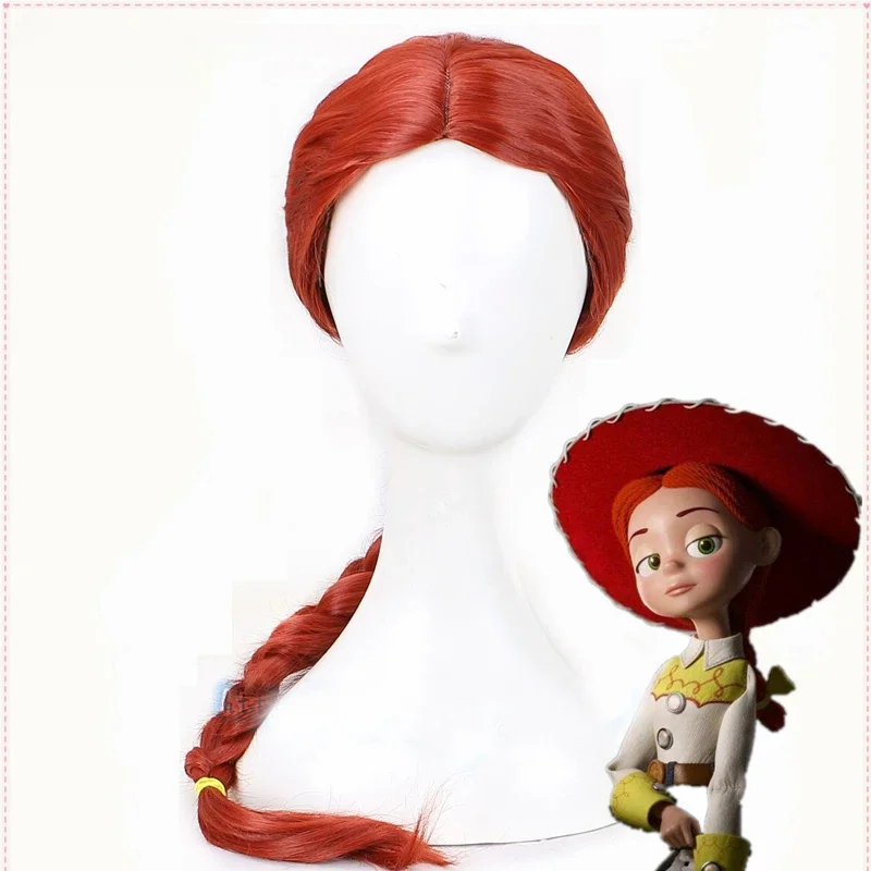 Toy Story 2 Jessie Parrucche Cosplay Treccia in stile Capelli sintetici lunghi Parrucche in fibra resistente al calore Parrucca in stile treccia
