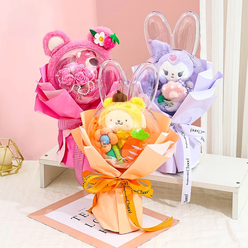 Doll Bouquet DIY Ball Soap Flower Holding Flower Cartoon Doll Finished Bouquet sunflower artificial flowers wedding decoration