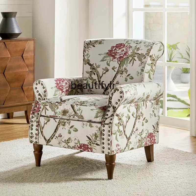 American sofa tiger chair fabric leisure chair printing single living room home sofa