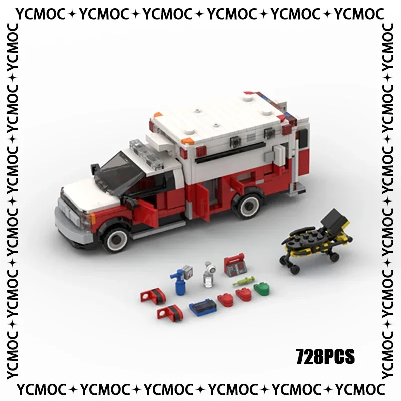 Car Series YcMoc Building Blocks New York Fire Brigade Ambulance Model Technology Bricks Brand-name Vehicle DIY Toys For Child