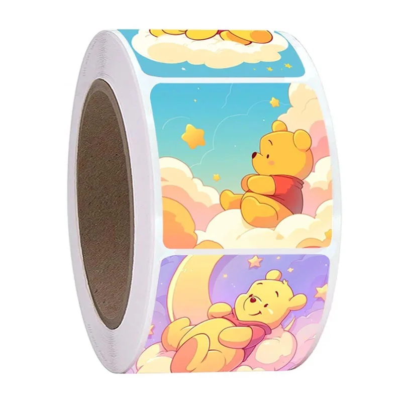 Pegatinas de Winnie The Pooh para decoración de niños, piezas de dibujos animados Kawaii, imagen de figura de Anime, sobre de recompensa, sellado de tazas, 500