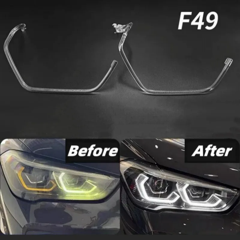 

For BMW X1 F49 F48 2019 2020 2022 Car LED Angel Eyes Headlight Guide Strips Acrylic Tubes DRL Daytime Running Light Accessories