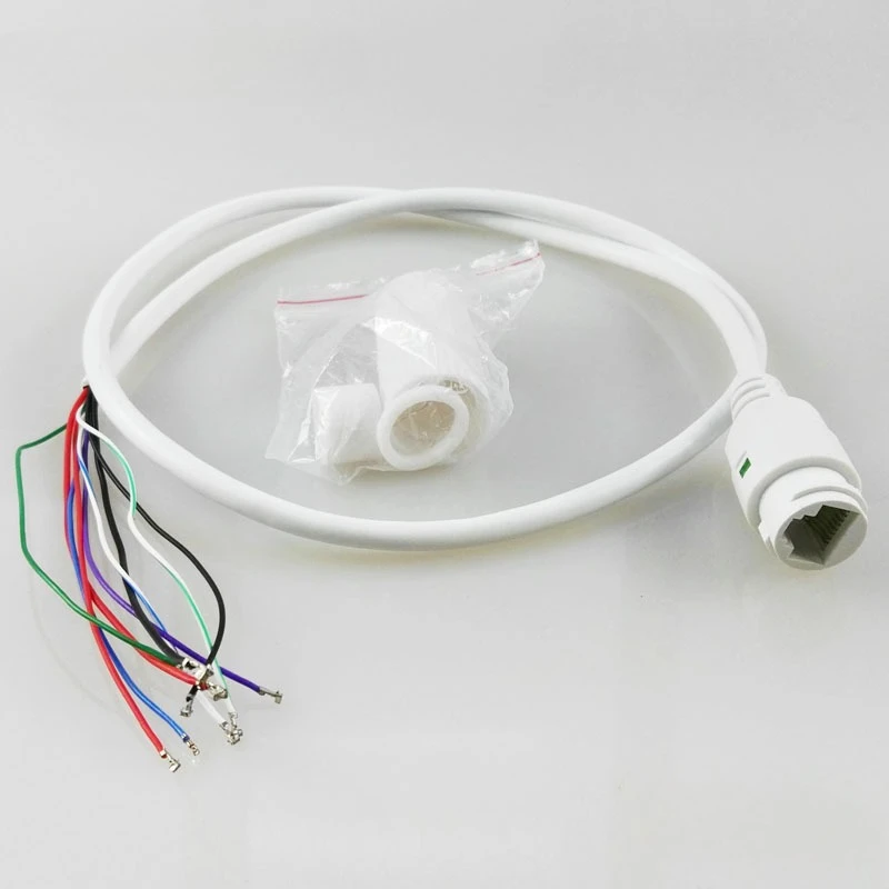 2 Pcs RJ45 Pigtail Cable, Single‑End POE Port Pigtail, 15V Fake POE 9‑Core with Indicator Light for IP Security Camera