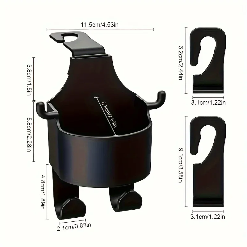 Car seat headrest multifunctional hook, three in one car rear seat beverage cup holder, car storage hook, can hang wallets