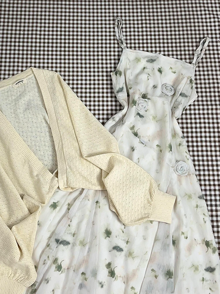 تنورة صيفية لطيفة مطبوعة بالورود من ter Dr للسيدات على الشاطئ Vaion Long Dr Ele بخصر عالٍ من ألياف البوليستر على شكل حرف A