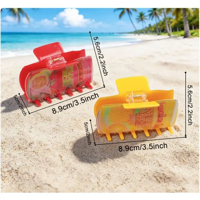 New Hawaiian Juice Can Print Hair Claw Clips Funny Cute Beverage Can Design Hair Clips Summer Beach Vacation Hair Accessories