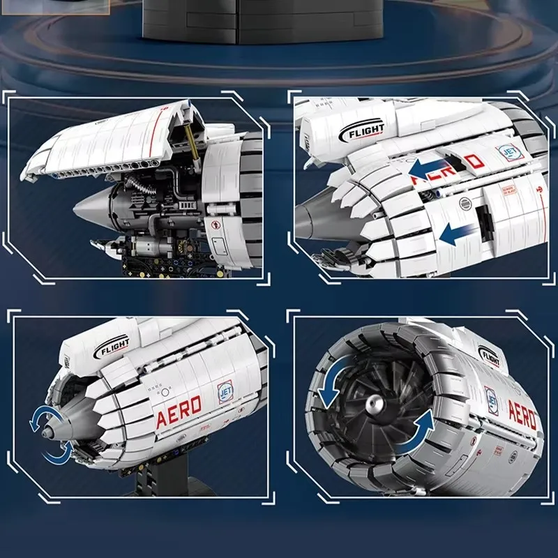 電動航空機ターボファンエンジンモデルテクニカル 1813 個 DIY ビルディングブロックアセンブリ MOC セットおもちゃ大人のギフト