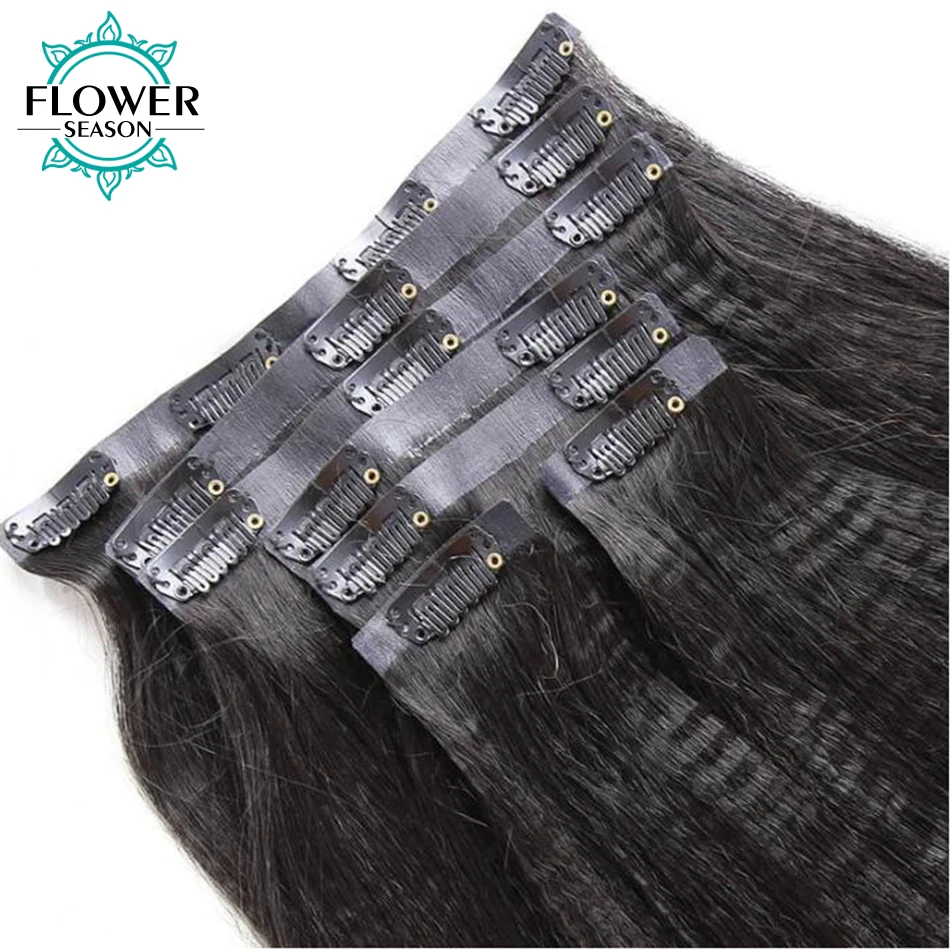 Light Yaki Extensões de cabelo humano para mulheres, cabelos, PU reto, sem costura, invisível, leve, 150g por conjunto