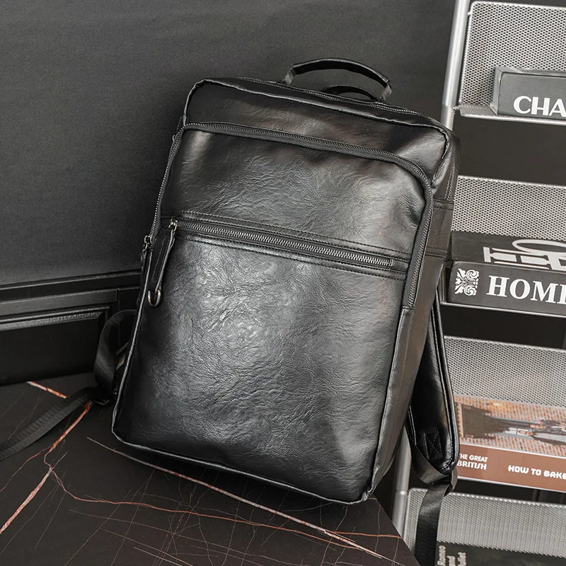 Luxury Design Backpack Men Fashion Business Laptop Bag Mens Backpack Travel High Capacity Backbag Male PU Leather Bags