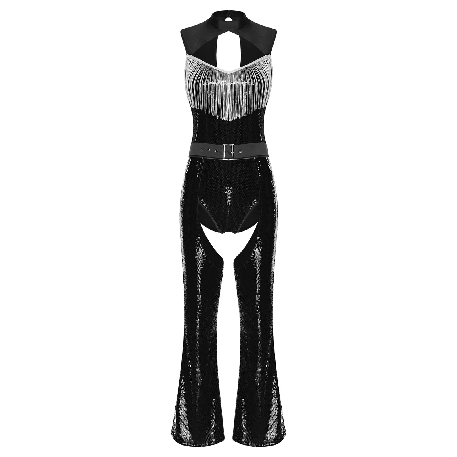 

Women Vintage Shiny Hippie 80s Disco Dance Performance Bodysuit with Pants Sets Halloween Festival Party Club Raves Dance Pants