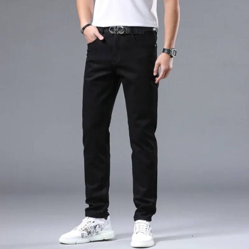 2024 New Black Jeans Men's Simple High-End Classic Stretch Versatile Casual Fashion Business Long Pants