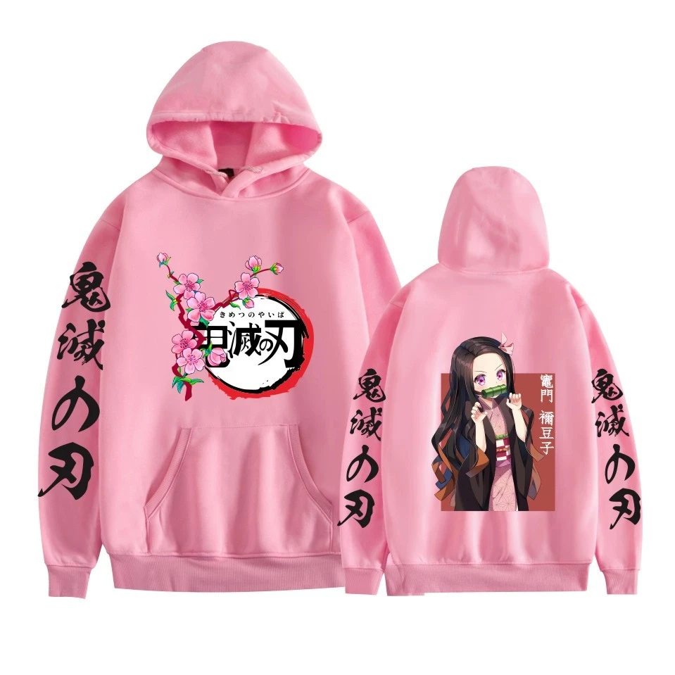 Anime Demon Slayer Nezuko Gedrukt Hoodie Herfst Winter Casual Harajuku Vrouwen Lange Mouw Fleece Mode Sweatshirt