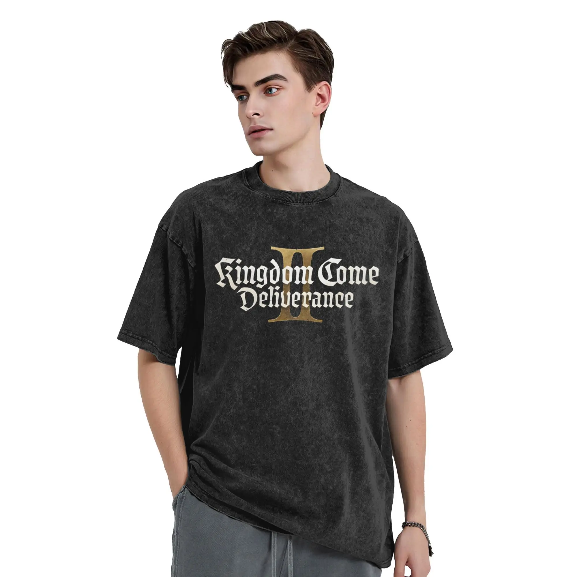 

Kingdoms T-Shirts Men Come Deliverances Logo Novelty Pure Cotton Tees O Neck Short Sleeve T Shirts Plus Size Tops