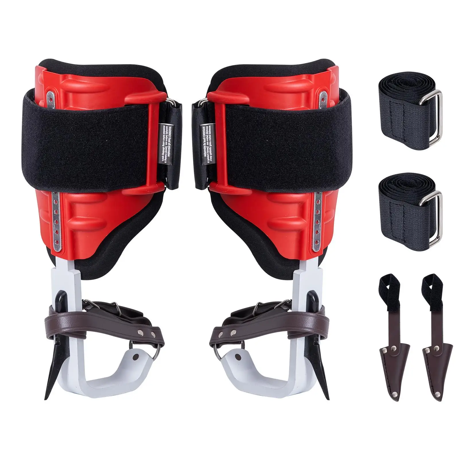 Tree Climbing Spikes 1 Pair Aluminum Climbing Spurs 350lbs Load Capacity with Straps and Spike Protectors Arborist Gear for Hunting Fruit Picking Red