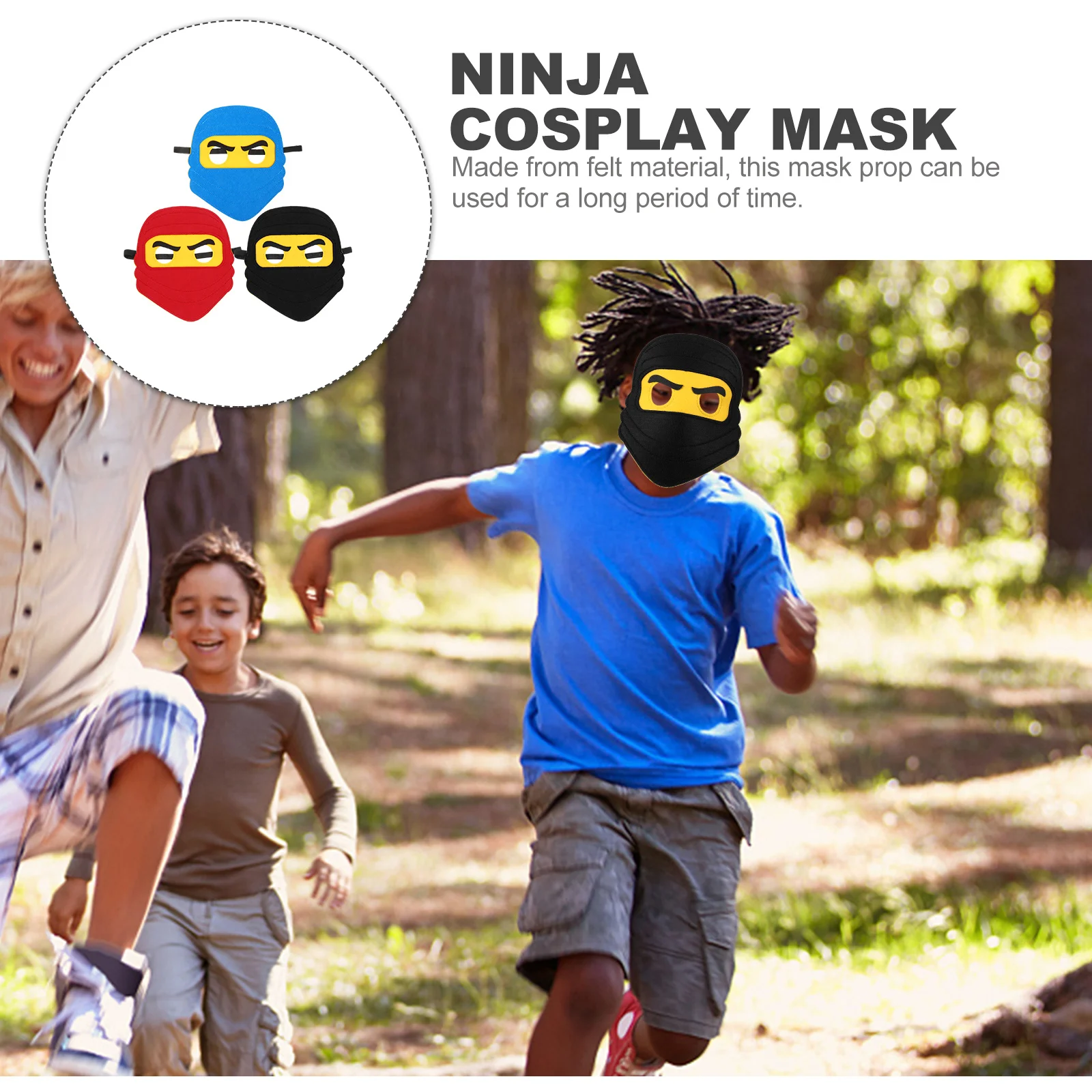 3Pcs Ninja Felt Mask Cosplay Party Costume Masquerade Kids Holiday Festival Elastic Band Kids Mardi Gras Mask Party Masks