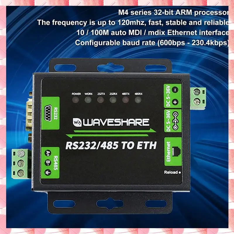 JAJA Waveshare RS232/RS485 zum Netzwerk-Port-Modul, Dual-Serial-Port, ETH, RJ45, Industriequalität, Zwei-Wege-transparente Übertragung