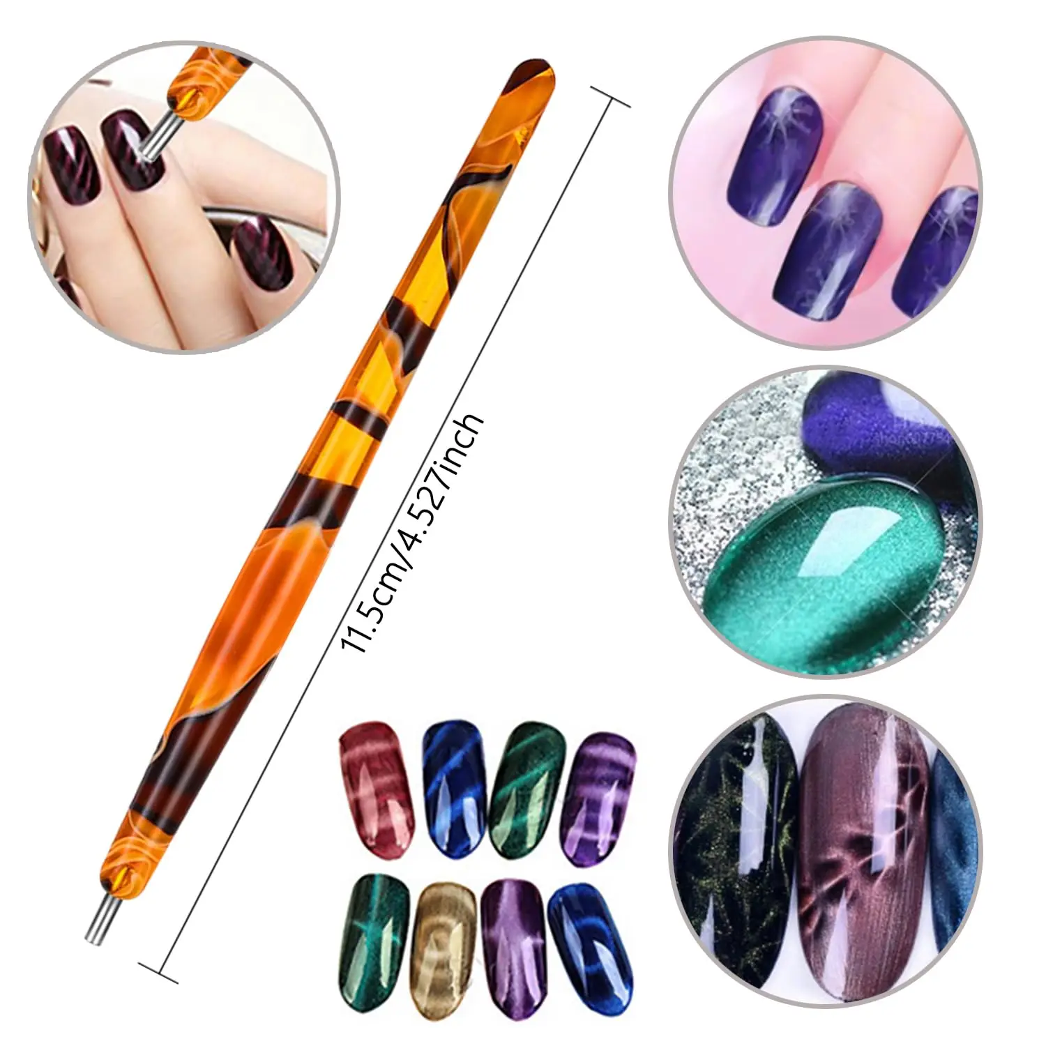 10Pcs Cat Eye Magnet Set Nail Art 3D Effect Magnetic Stick Cylinder Wand Strong Gel Polish Tools Nail Art Manicure view 5