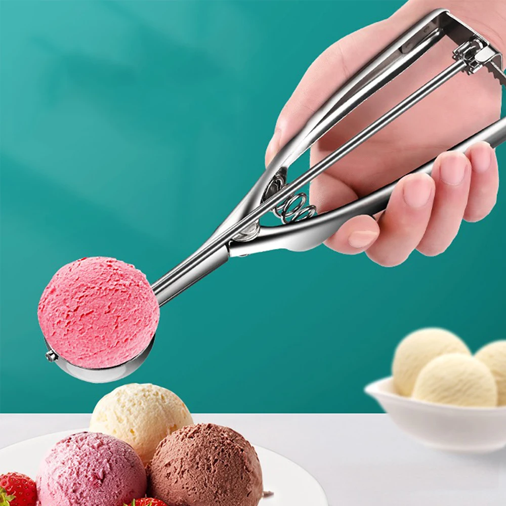 Ice Cream Scoop with Trigger Stainless Steel Cookie Scoop for Baking Fruit Cookie Dough Cupcake