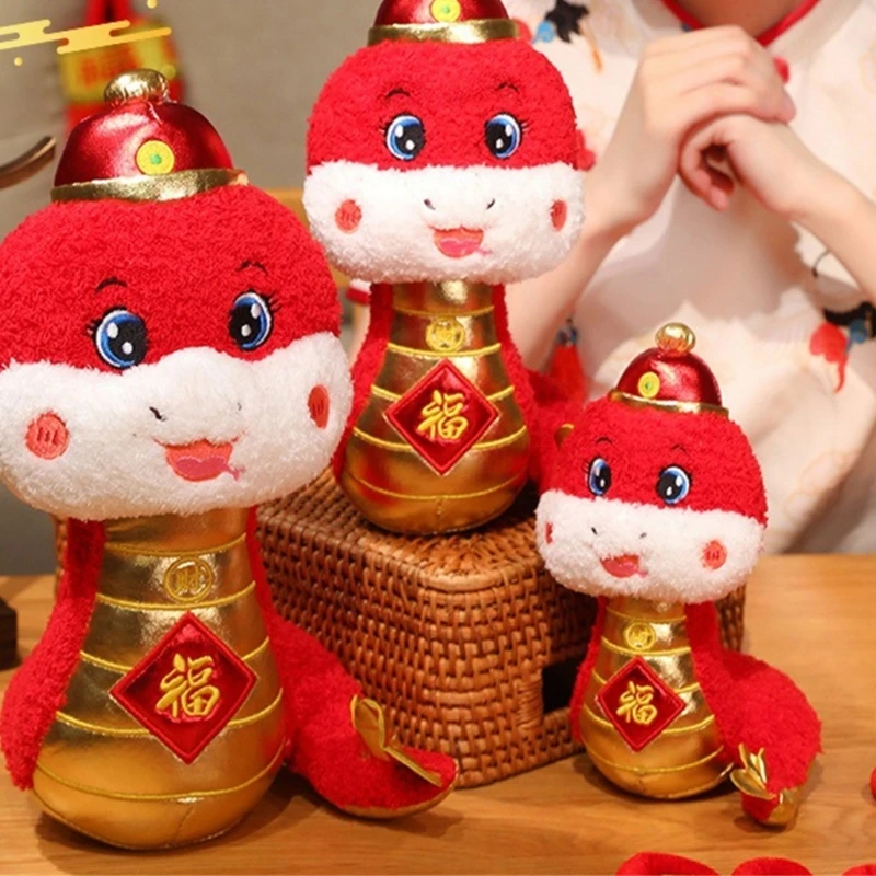 Lucky Plush Snake Dolls Stuffed Toy Snake Plushie for Fortunes Year of 2025 Chinese New Year House Table Car Decoration