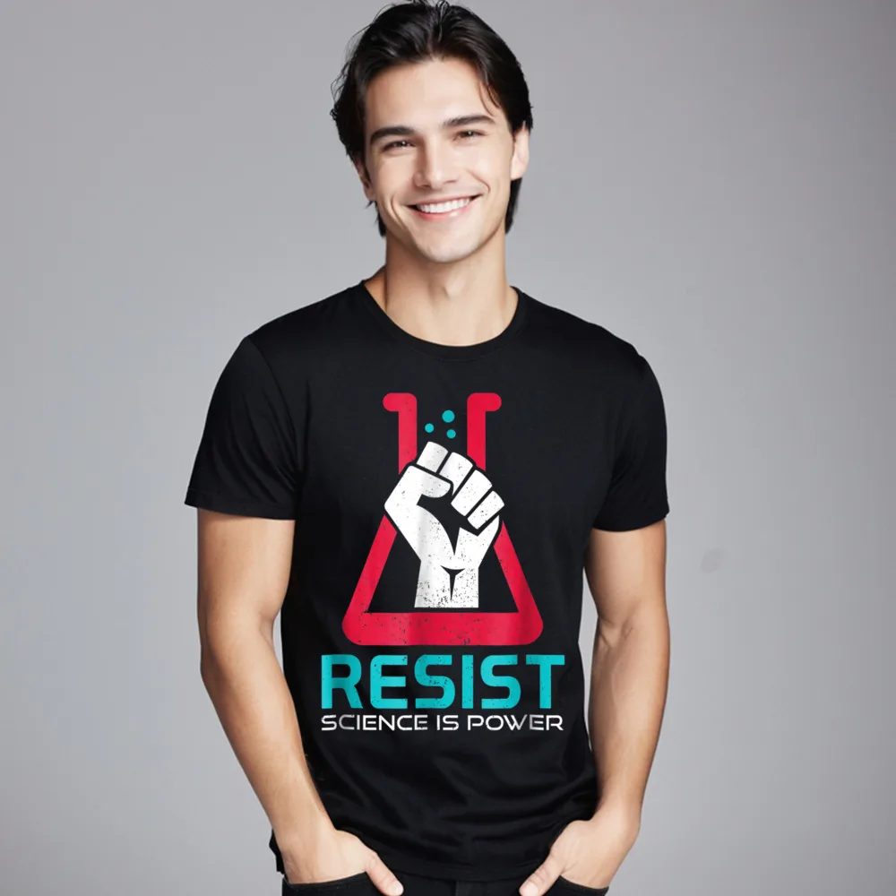 Leisure Resist - Science Is Power Male T Shirt Funky Labor Day Short Sleeve Round Collar 100% Cotton Tops & Tees Tee-Shirts