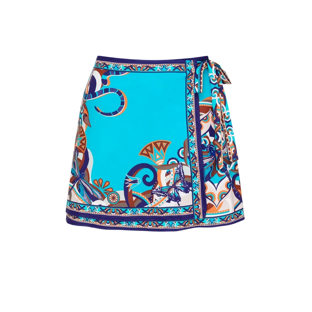 Costume da bagno 2 pezzi con maniche a sbuffo con minigonna Bikini da donna sexy Costume da bagno stampato retrò Push Up Biquini Costume da bagno femminile Beachwear