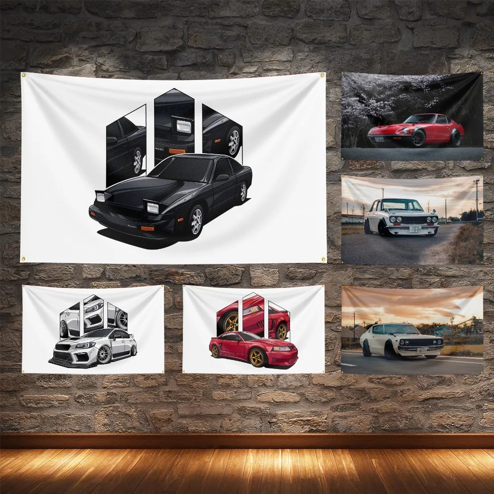 JDM Conversion Car Flag Polyester Digital Printing Muscle Cars Banner For Decoration