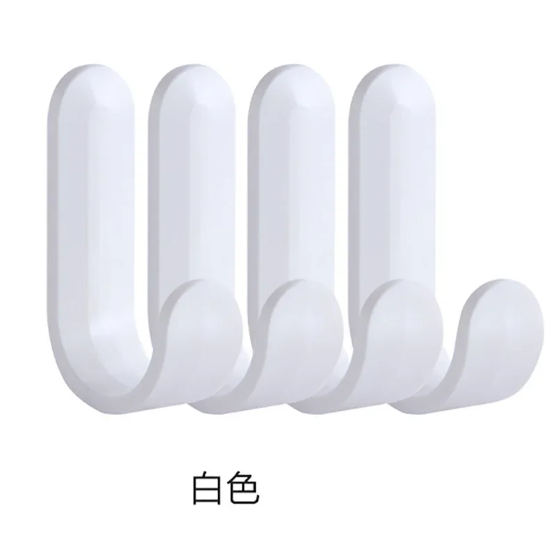 6pcs/set J-shaped Self Adhesive Hooks Plastic Door Wall Hangers Candy Color Strong Hook for Kitchen Bathroom Bedroom Hallway