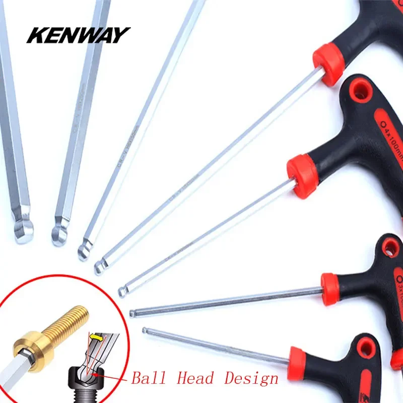 KENWAY Bike Hex Wrench Allen Key Screwdriver Screws Driver Bicycle Repair Tools 2.5mm 3mm 4mm 5mm 6mm 8mm 10mm Spanner Ball Head