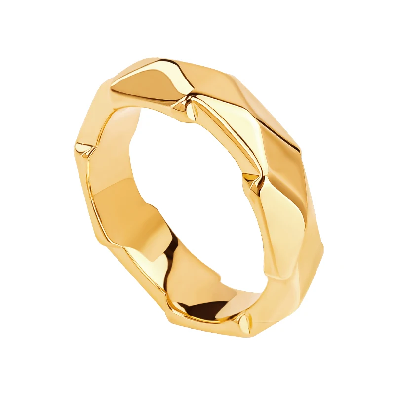 

VAROLE Punk Pyramid Rings For Women Gold Color Smooth Simple Ring Fashion Jewelry Classic Anillos