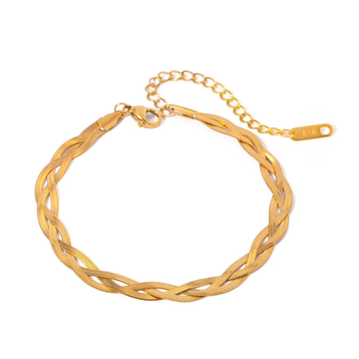 Stainless Steel PVD 18K Gold Plated Tarnish Waterproof Braide Bracelet For Woman Jewelry Wholesale INS