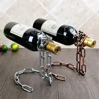 Kitchen Magical Suspension Iron Chain Wine Racks One Bottle Wine Display Racks Stand Holder Dining Room Cellar Bar Decoration
