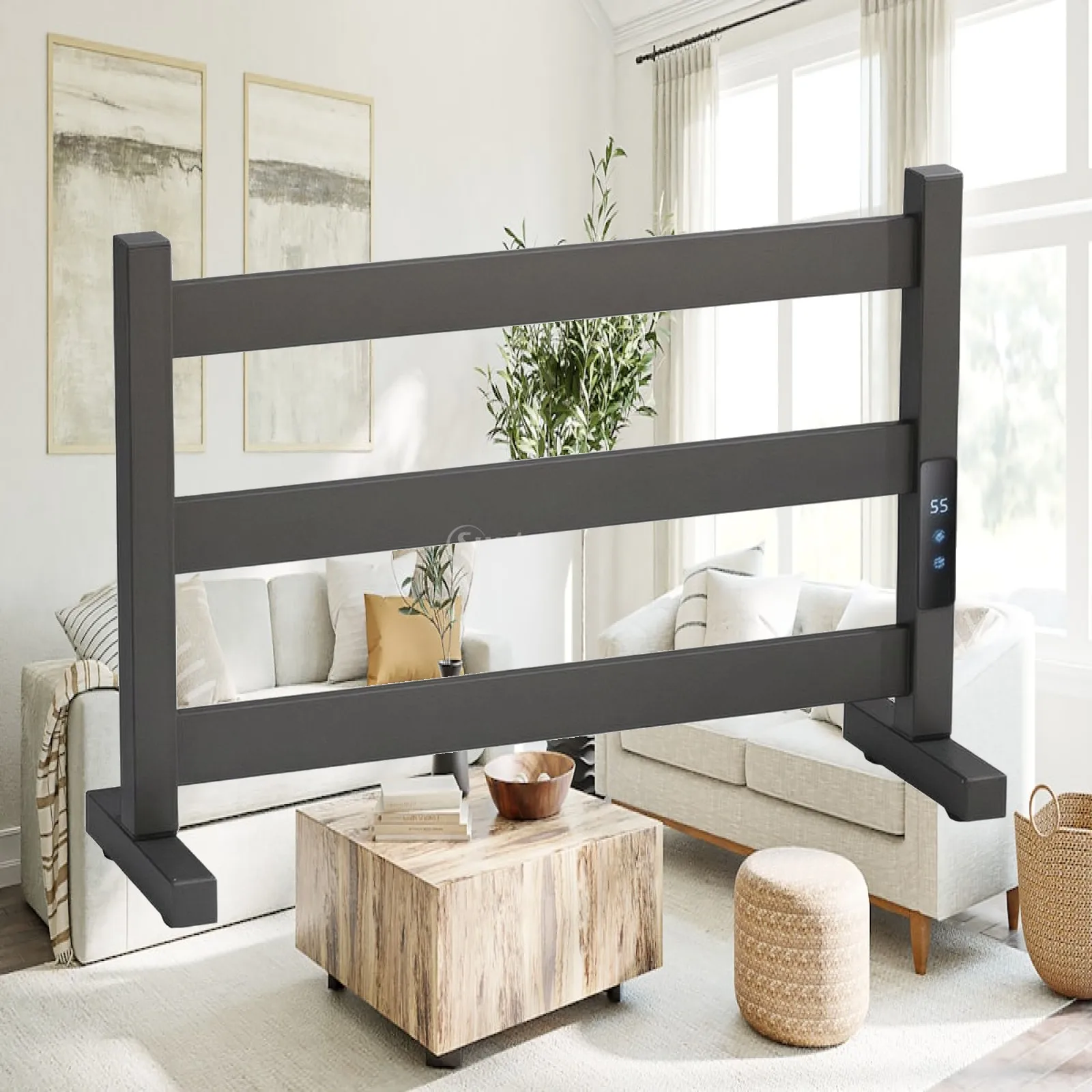 Freestanding Three-Rod Electric Towel Rack No Installation Required Countertop Electric Towel Warmer with Digital Display IPX4
