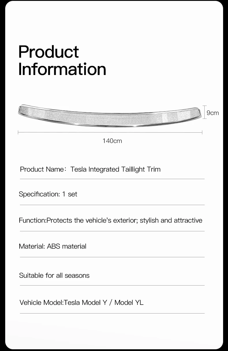 YZ Design für Tesla Rücklicht-Aufkleber Heckklappen-Zierleiste Modell Y YL Juniper 2025-2026 Premium Bling Auto-Außenmodifikation Zubehör – Detail 11