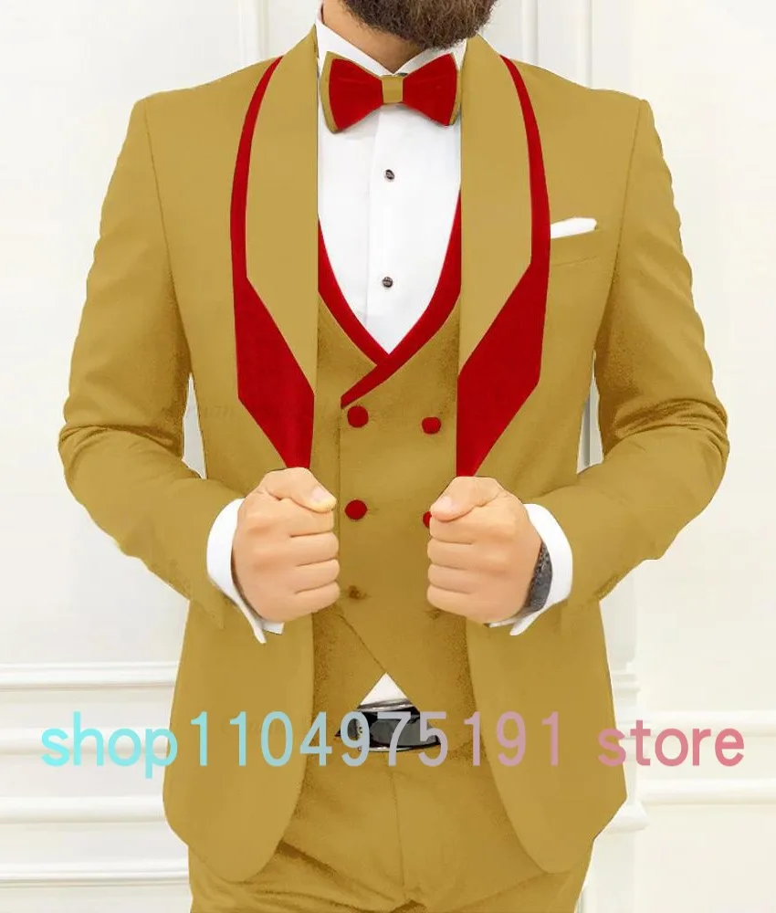 Graceful Wedding Party Dress Men's Stage Costume High Quality Patchwork 3-piece Men's Suit Casual suit men's tailcoat