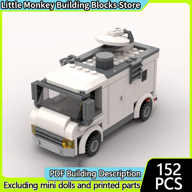 

Speed Racing Car Model MOC Building Bricks White Large News Van Modular Technology Children Holiday Gifts Assemble Toys Suit